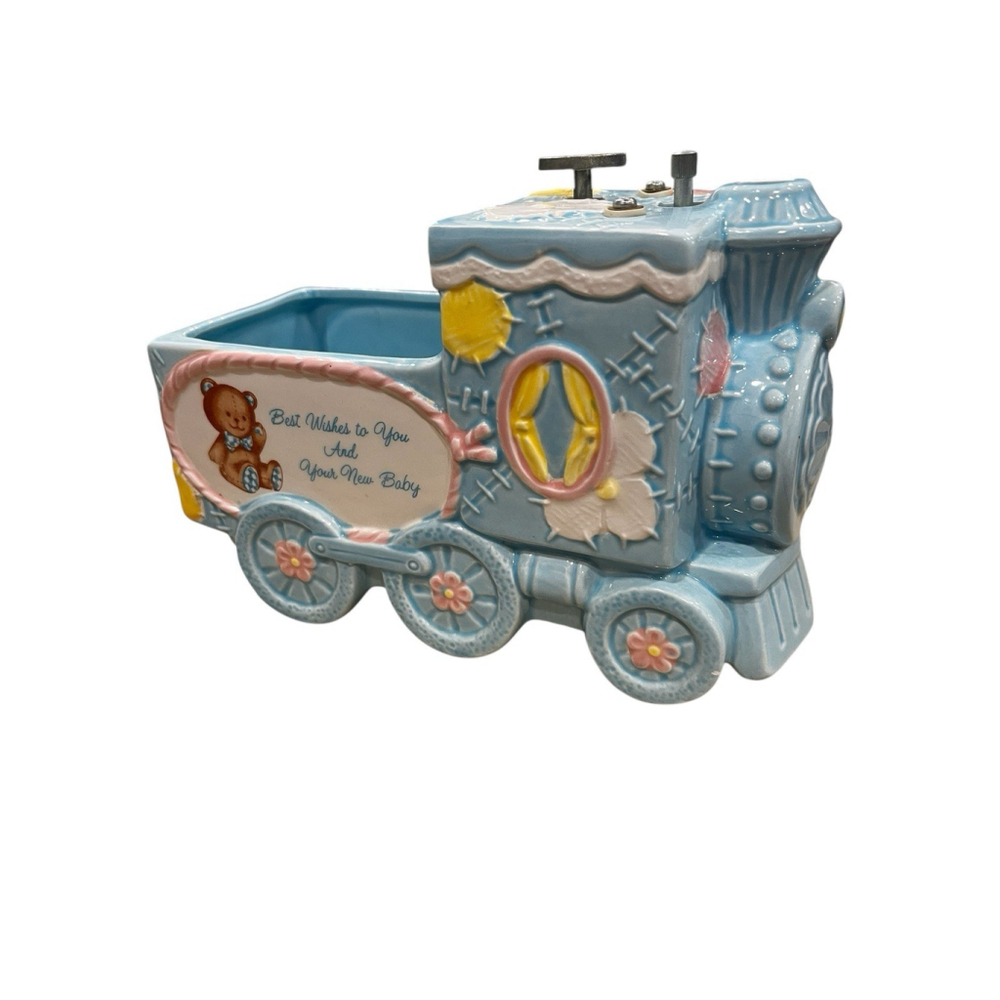 Inarco Boy Blue Train Planter Music Box Rock A Bye Baby Japan Works vintage